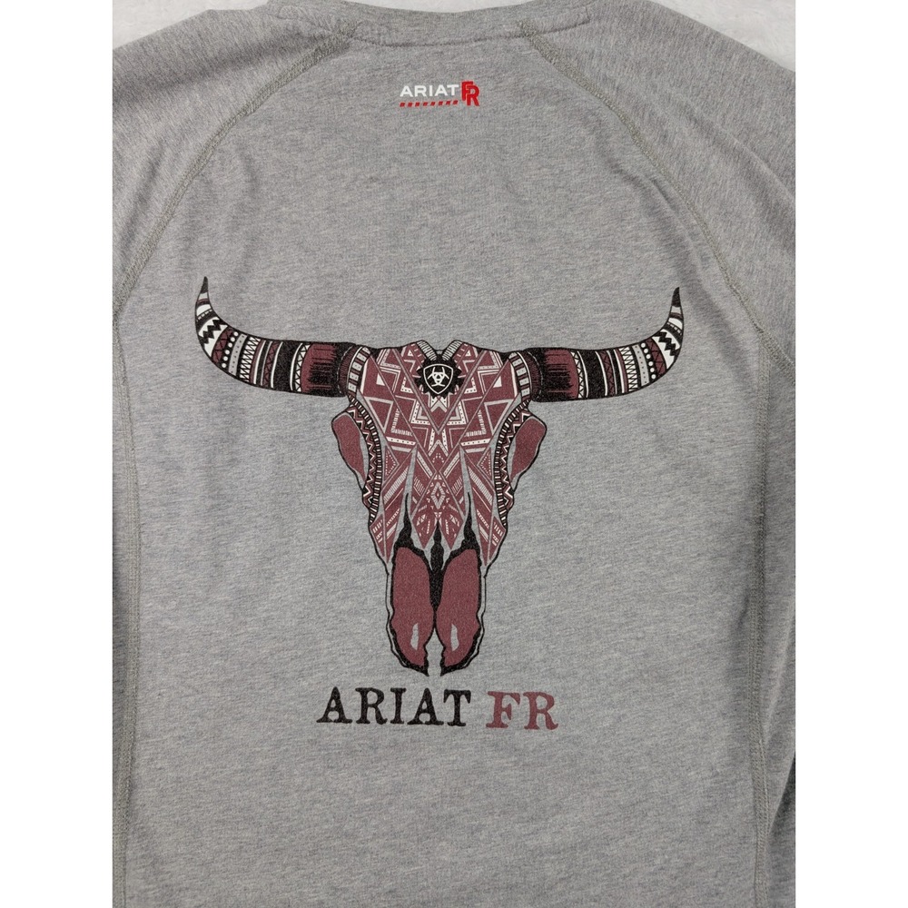 Ariat FR Long Sleeve T-Shirt Women's S Gray Longhorn CAT2 Fire Resistant - Picture 14 of 14